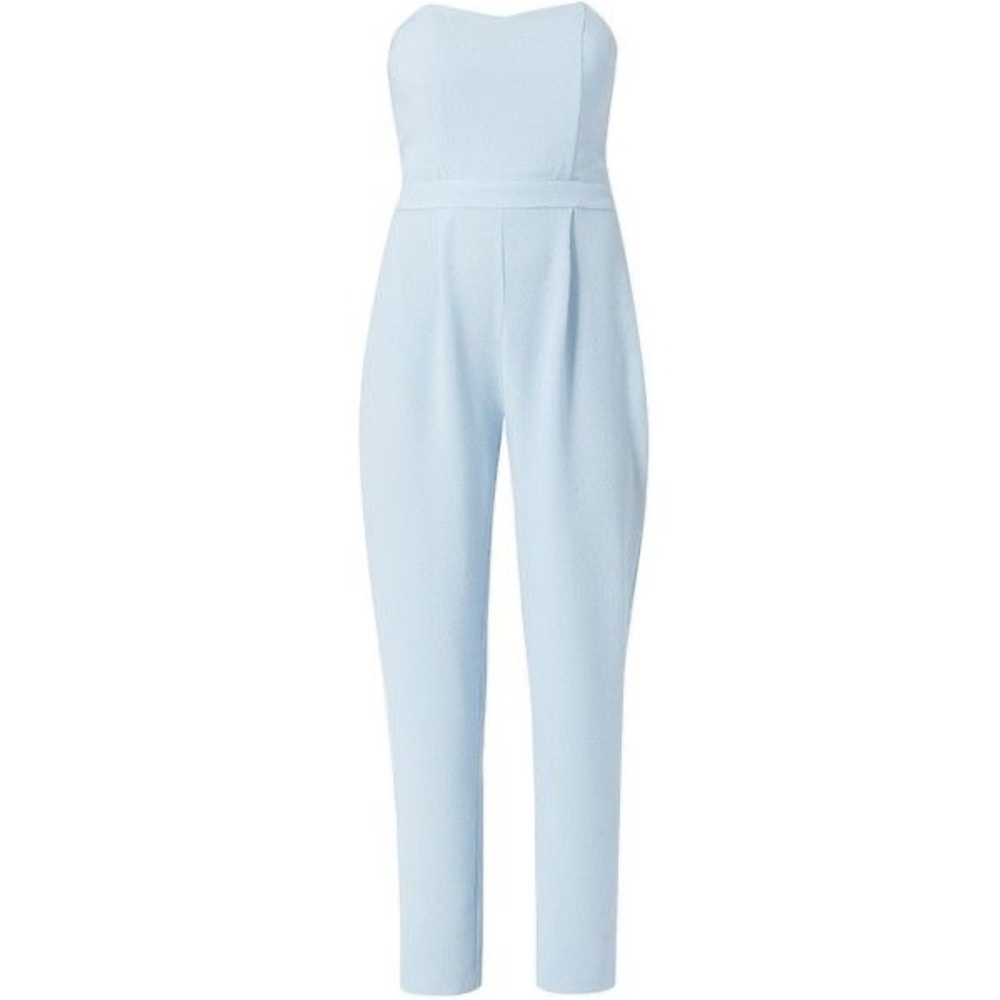 NWOT New Look Pastel Blue Crepe Bandeau Jumpsuit